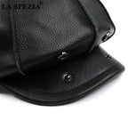 Men’s Leather Newsboy Cap with Ear Flaps – Adjustable Cowskin Flat Cap