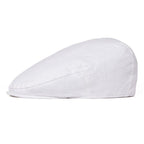 Men’s White Linen Flat Cap – Lightweight Summer Ivy Hat