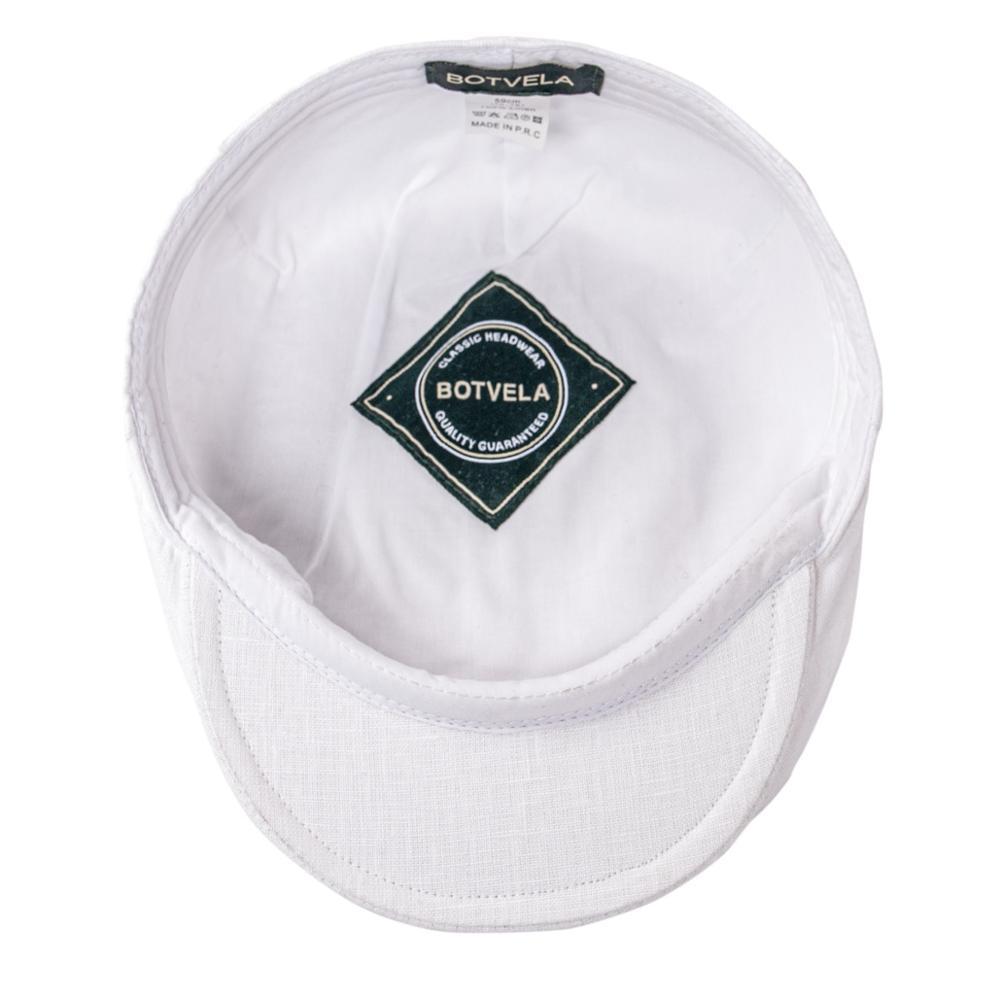 Men’s White Linen Flat Cap – Lightweight Summer Ivy Hat