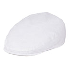 Men’s White Linen Flat Cap – Lightweight Summer Ivy Hat