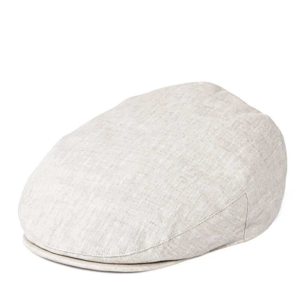 Men’s White Linen Flat Cap – Lightweight Summer Ivy Hat