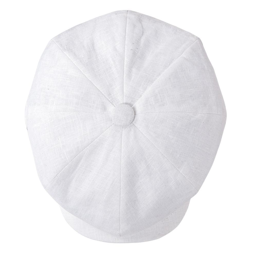 Men’s White Linen Newsboy Cap – Classic 8-Panel Summer Gatsby Hat