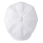 Men’s White Linen Newsboy Cap – Classic 8-Panel Summer Gatsby Hat