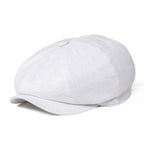 Men’s White Linen Newsboy Cap – Classic 8-Panel Summer Gatsby Hat