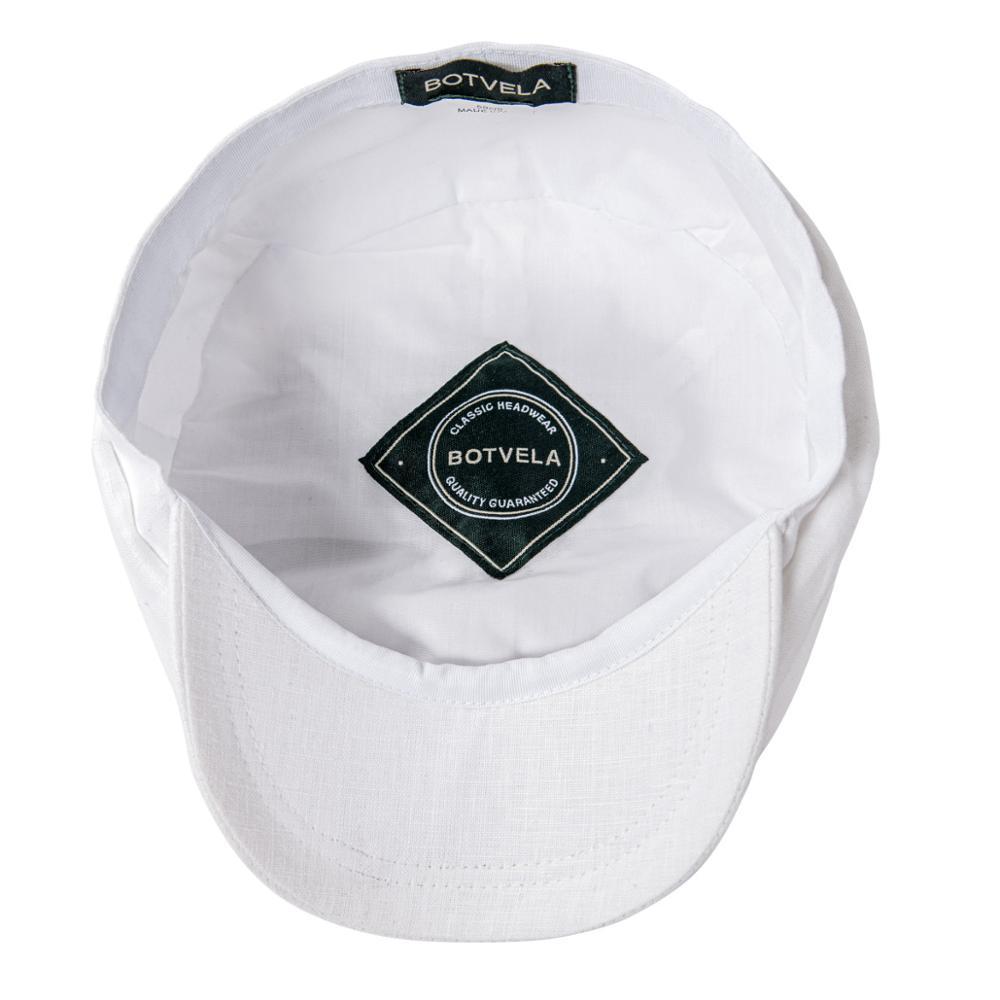 Men’s White Linen Newsboy Cap – Classic 8-Panel Summer Gatsby Hat
