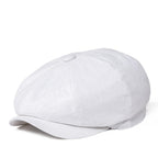 Men’s White Linen Newsboy Cap – Classic 8-Panel Summer Gatsby Hat