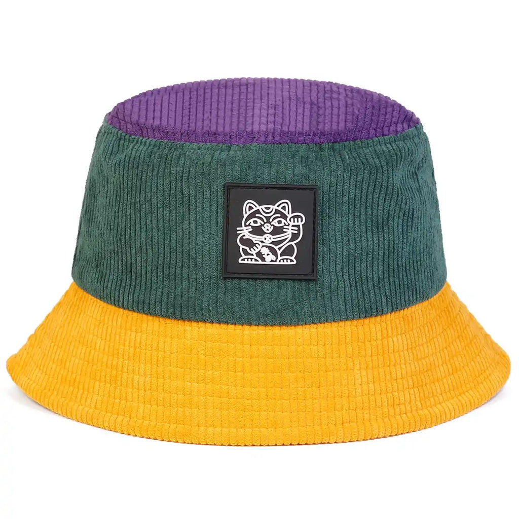 Lucky Cat Corduroy Bucket Hat