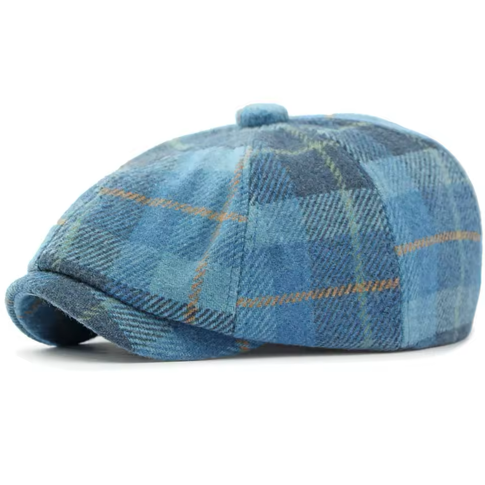 mens plaid wool blend newsboy cap
