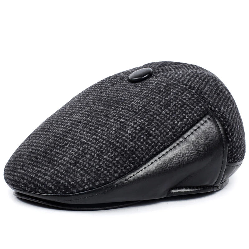 Murphy Earflaps Cotton & Leather Flat Cap