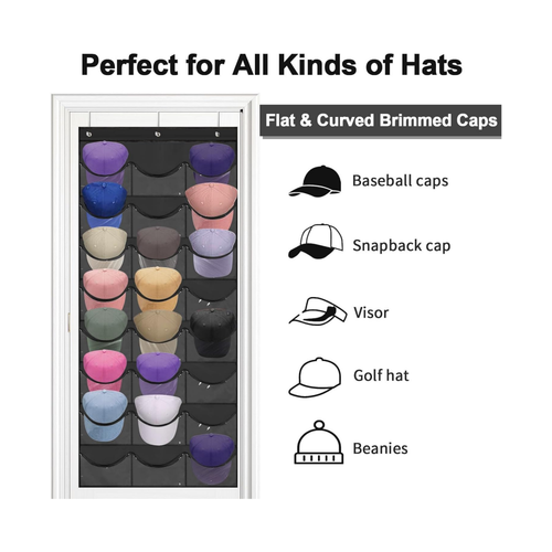 over the door hat storage organizer with clear pockets
