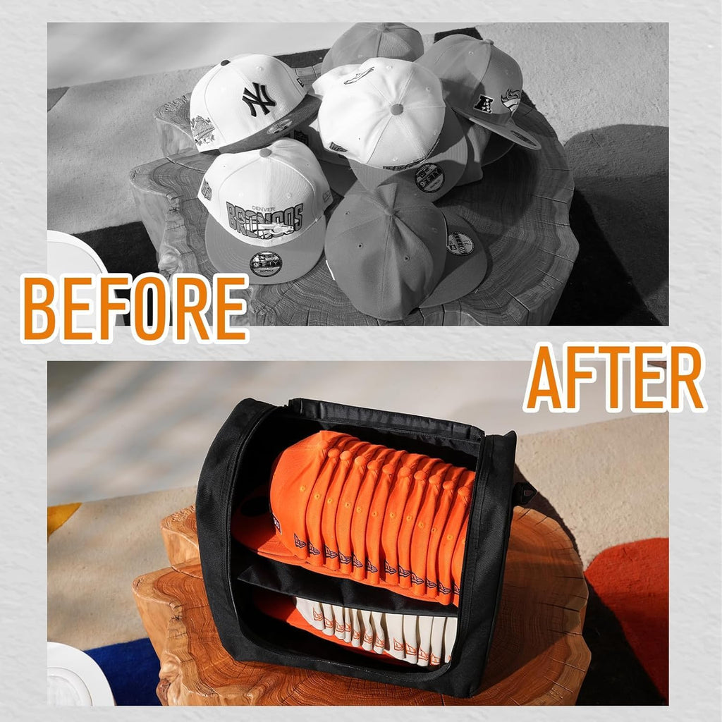 portable baseball cap organizer bag with handle