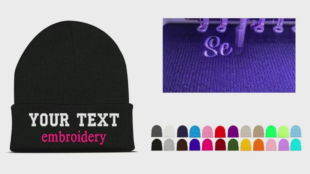Personalized Custom Beanie – Embroidered Text & Logo Winter Knit Hat