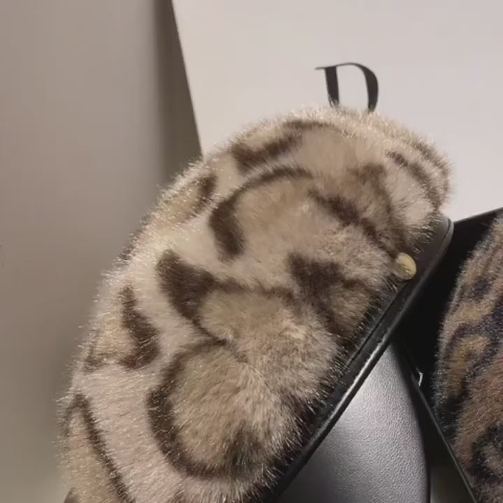 Vintage Leopard Print Baker Boy Cap
