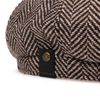 Men’s Herringbone Linen Newsboy Cap – Classic Tweed Gatsby Hat