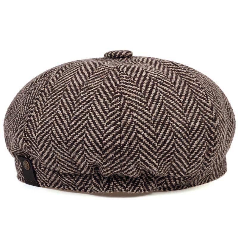 Men’s Herringbone Linen Newsboy Cap – Classic Tweed Gatsby Hat