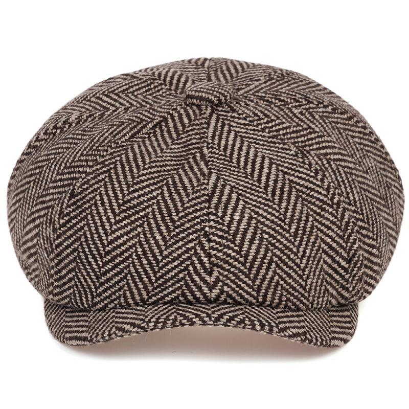 Men’s Herringbone Linen Newsboy Cap – Classic Tweed Gatsby Hat