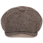 Men’s Herringbone Linen Newsboy Cap – Classic Tweed Gatsby Hat