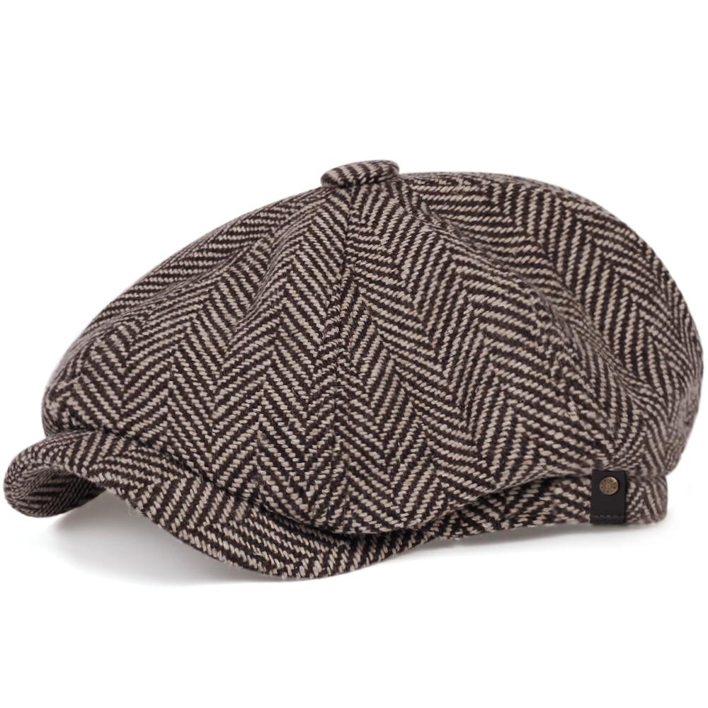 Men’s Herringbone Linen Newsboy Cap – Classic Tweed Gatsby Hat