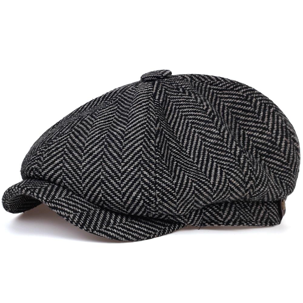 Men’s Herringbone Linen Newsboy Cap – Classic Tweed Gatsby Hat