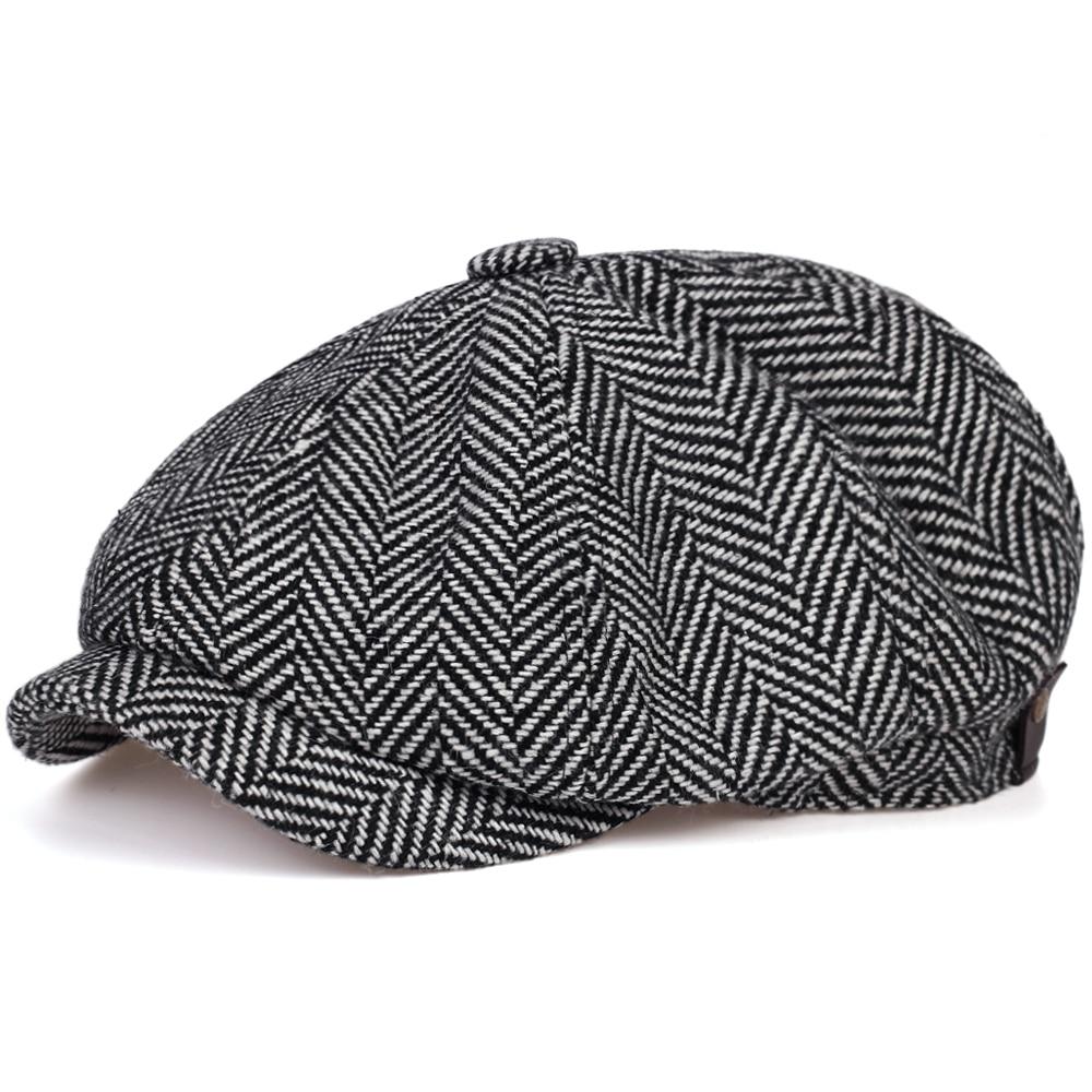Men’s Herringbone Linen Newsboy Cap – Classic Tweed Gatsby Hat