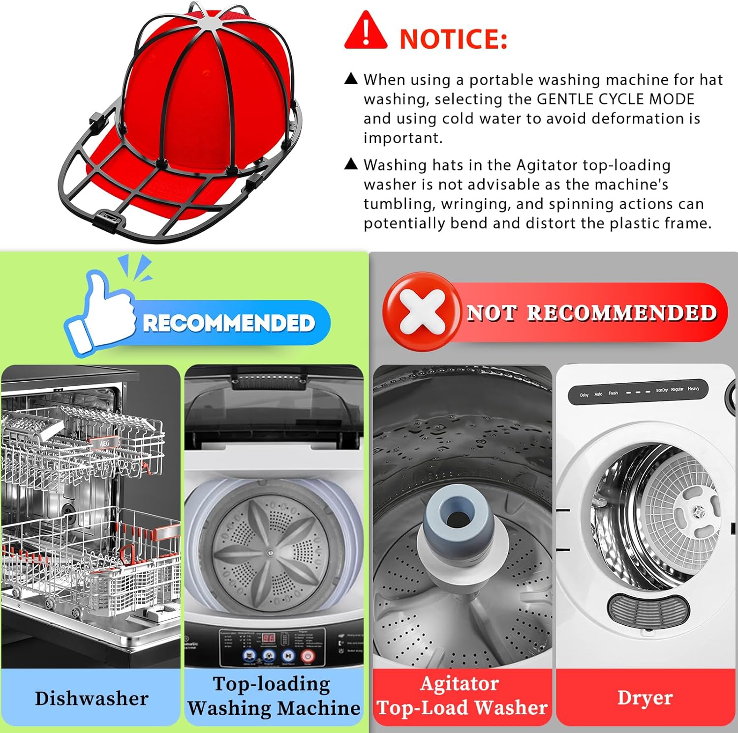 reusable baseball hat washer and shape protector