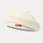 soft cotton French beret for women beige solid color lightweight beret cap for stylish autumn winter outfits