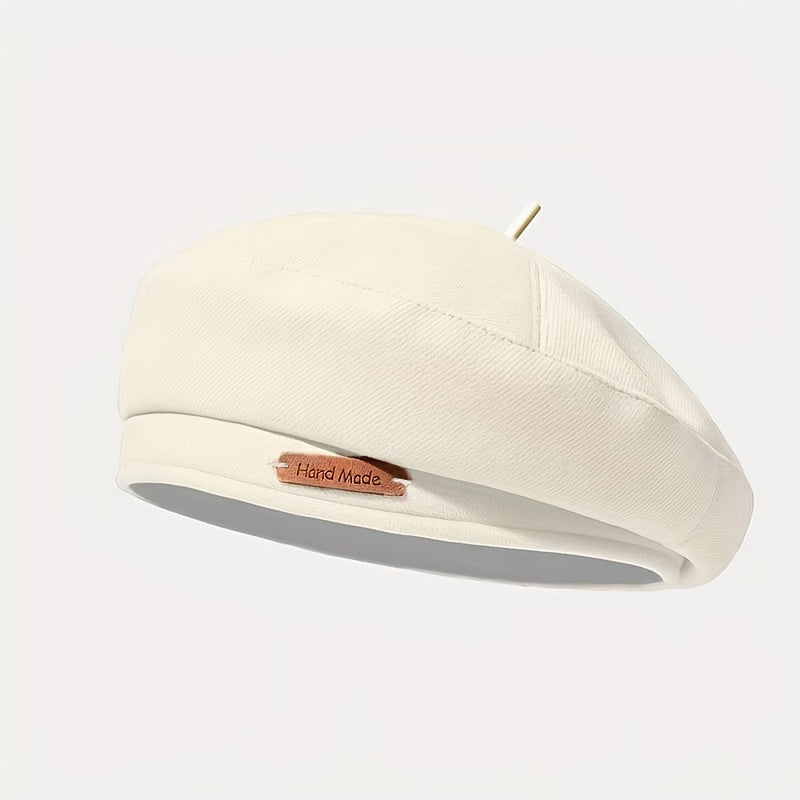 soft cotton French beret for women beige solid color lightweight beret cap for stylish autumn winter outfits
