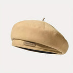 women’s beige beret cap French inspired Parisian fashion hat soft comfortable cotton headwear for girls