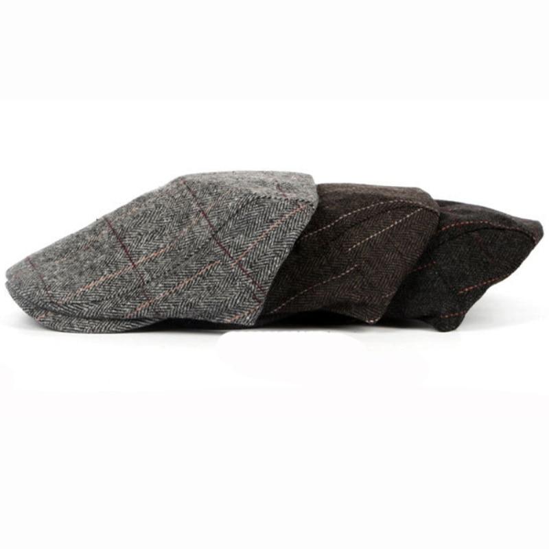 Men’s Herringbone Wool Flat Cap – Classic British Ivy Cap
