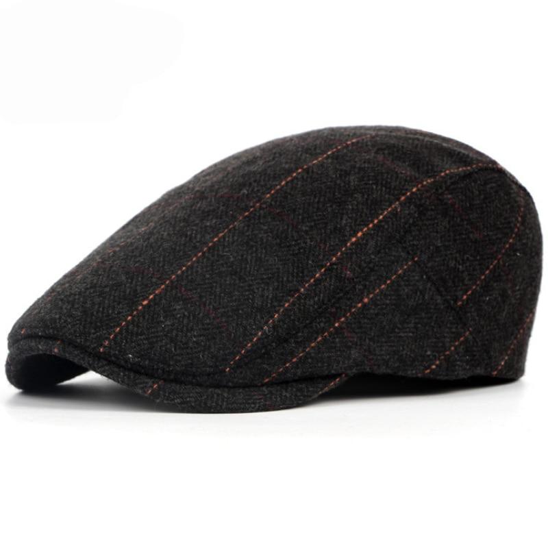 Men’s Herringbone Wool Flat Cap – Classic British Ivy Cap
