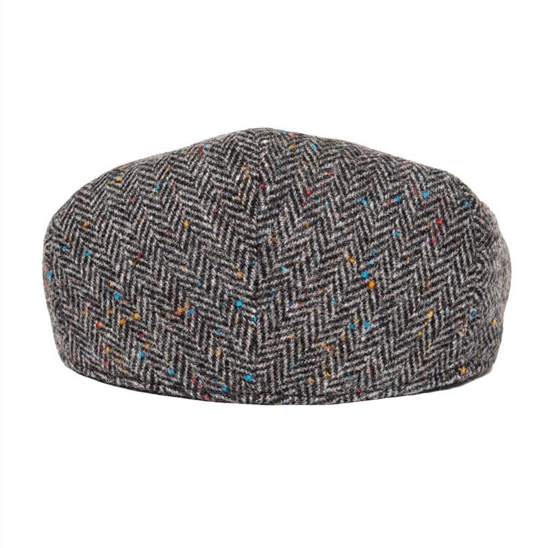 Men’s Wool Herringbone Flat Cap – Classic Ivy Cap with Tailored Panels