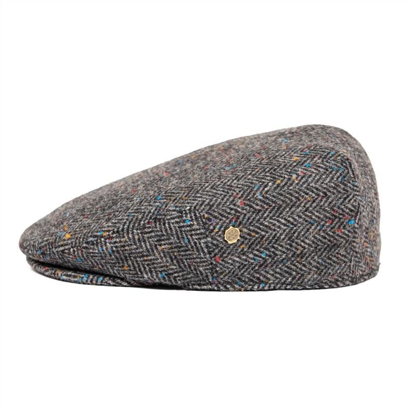 Men’s Wool Herringbone Flat Cap – Classic Ivy Cap with Tailored Panels