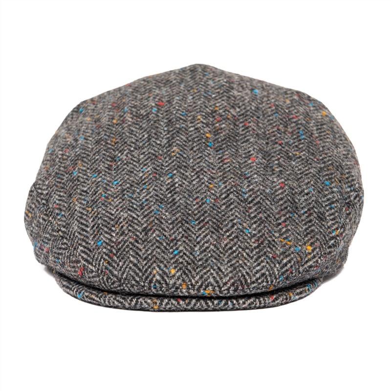 Men’s Wool Herringbone Flat Cap – Classic Ivy Cap with Tailored Panels