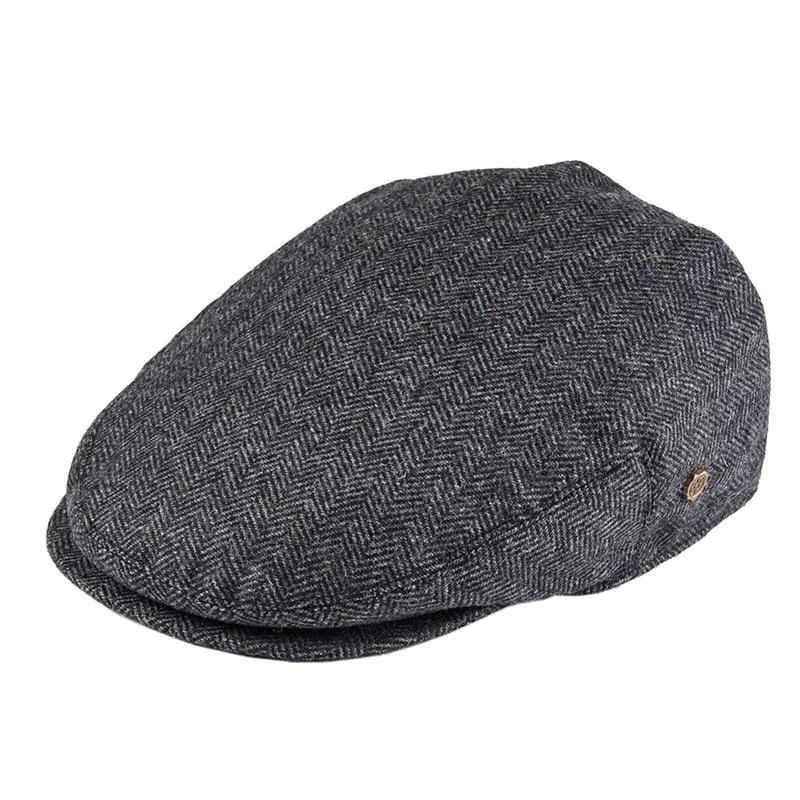 Men’s Wool Herringbone Flat Cap – Classic Ivy Cap with Tailored Panels