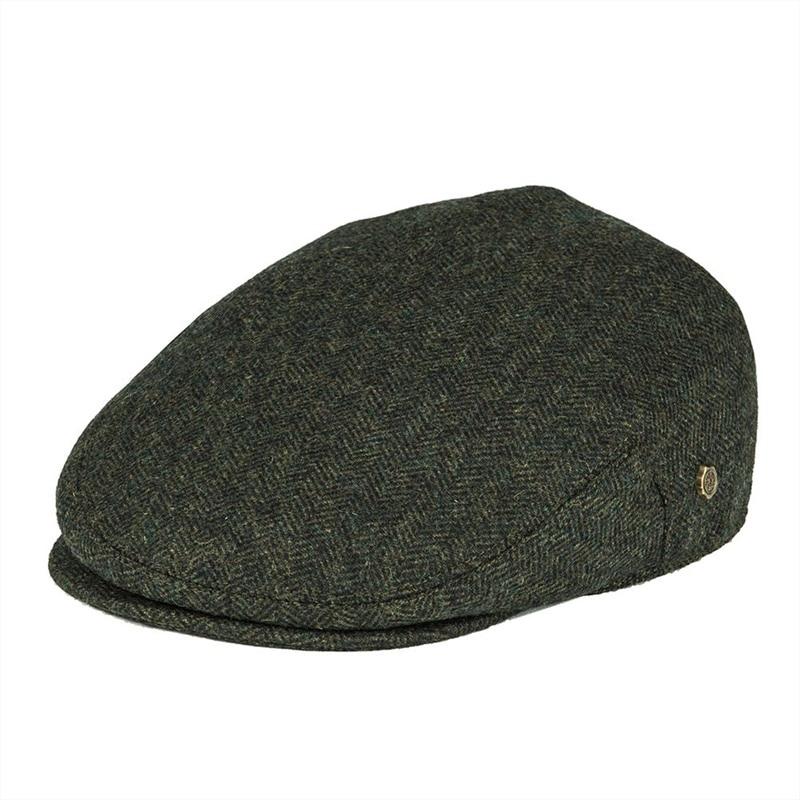 Men’s Wool Herringbone Flat Cap – Classic Ivy Cap with Tailored Panels