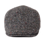 Men’s Herringbone Wool Ivy Cap – Timeless Flat Cap for Day & Night