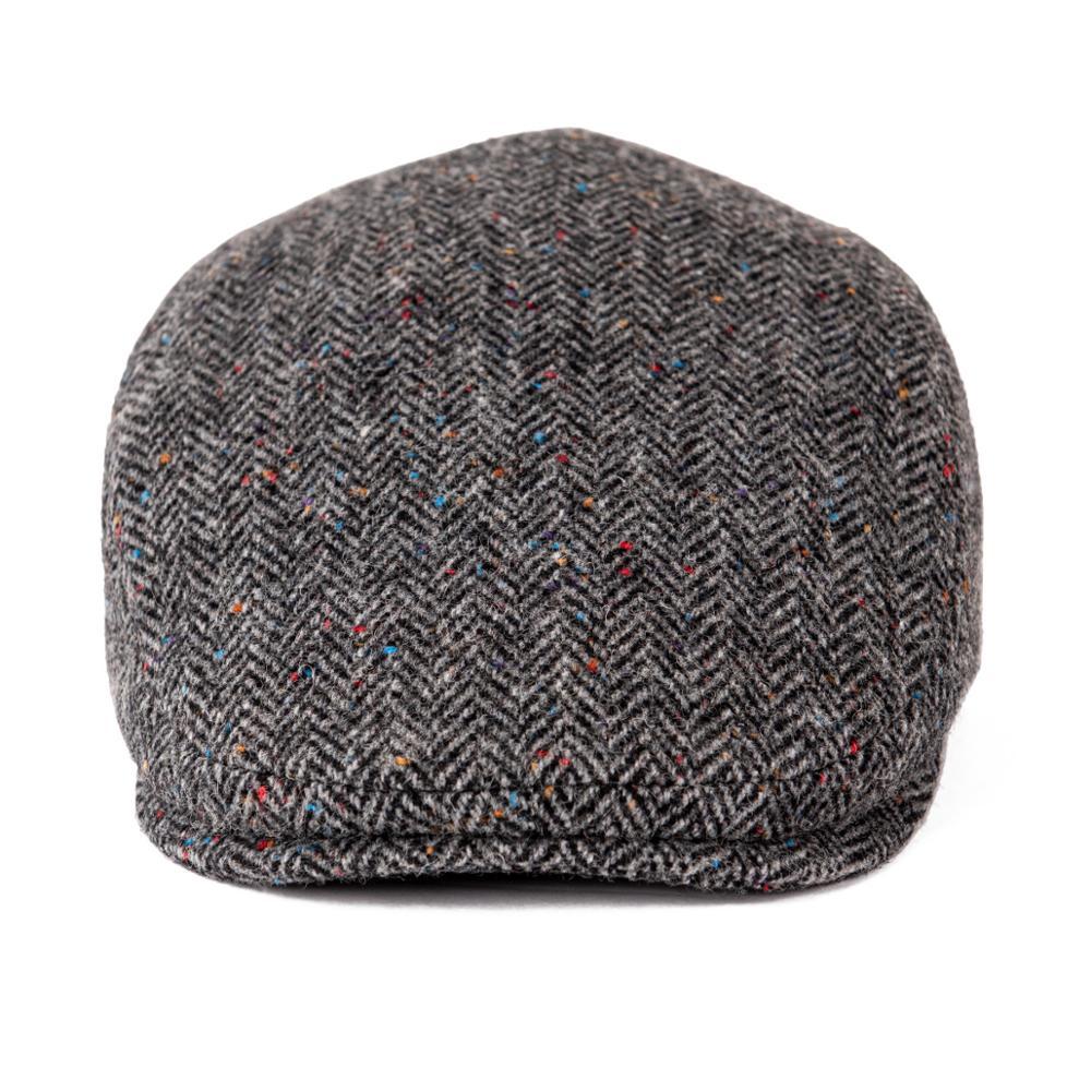 Men’s Herringbone Wool Ivy Cap – Timeless Flat Cap for Day & Night