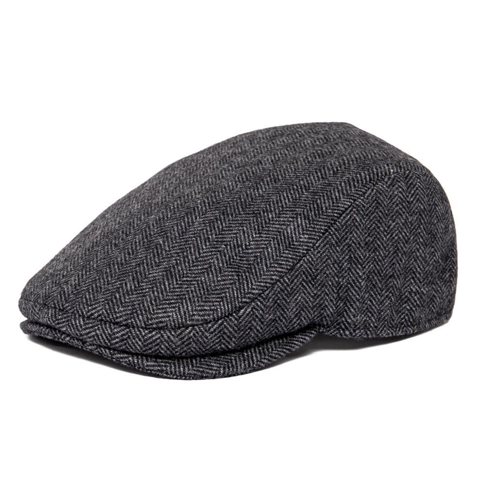 Men’s Herringbone Wool Ivy Cap – Timeless Flat Cap for Day & Night