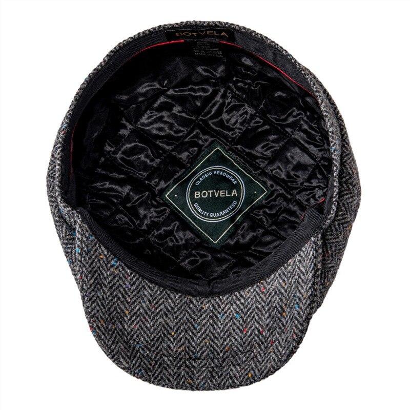 Men’s Wool Newsboy Cap – Classic Herringbone 8-Panel Hat
