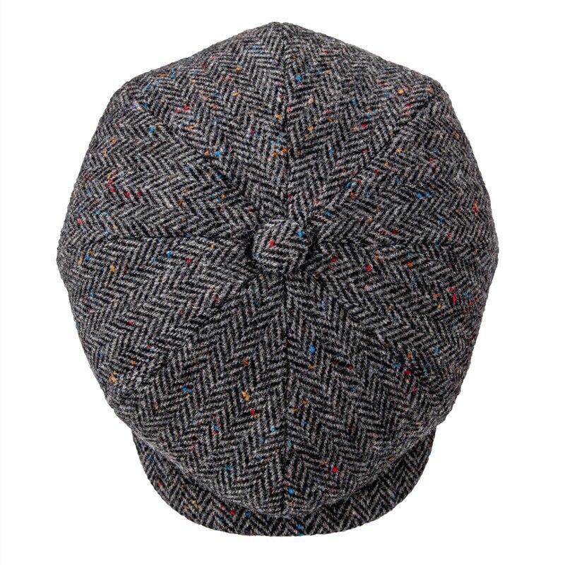 Men’s Wool Newsboy Cap – Classic Herringbone 8-Panel Hat