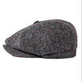 Men’s Wool Newsboy Cap – Classic Herringbone 8-Panel Hat