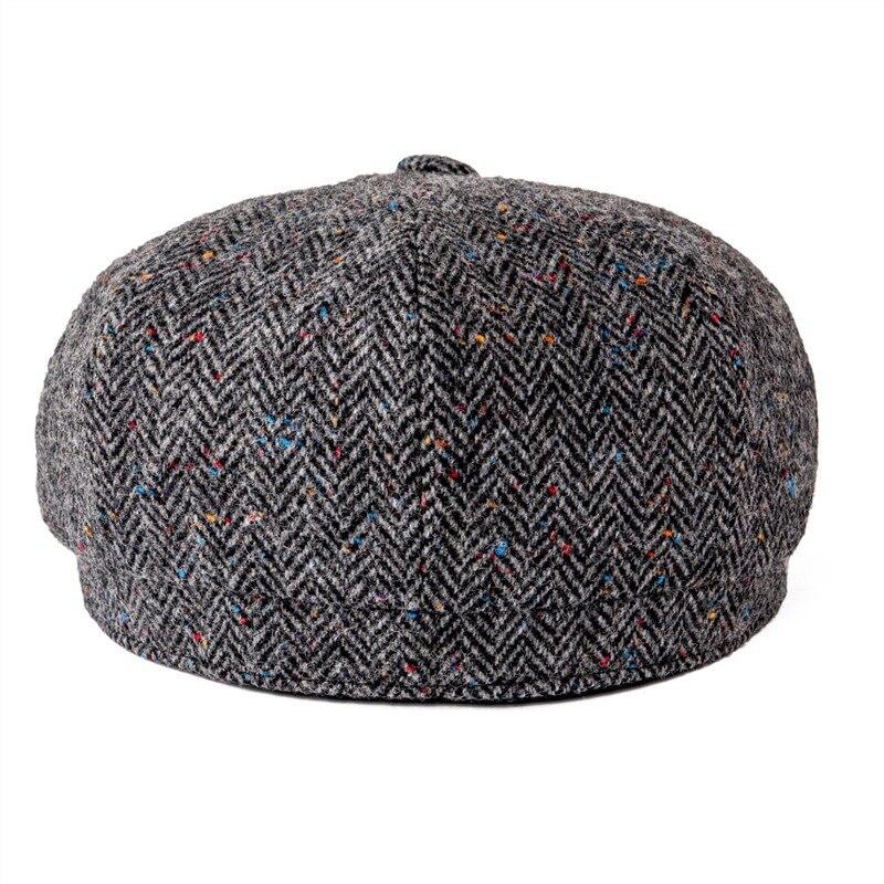 Men’s Wool Newsboy Cap – Classic Herringbone 8-Panel Hat