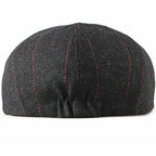 Wool Newsboy Cap – Classic Plaid Herringbone Adjustable Flat Cap