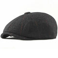 Wool Newsboy Cap – Classic Plaid Herringbone Adjustable Flat Cap